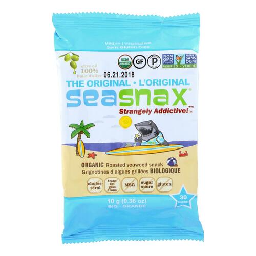 Seasnax Organic Classic Single - 5 Full Sheets - Case Of 12 - 0.36 Oz. - 0811201020014