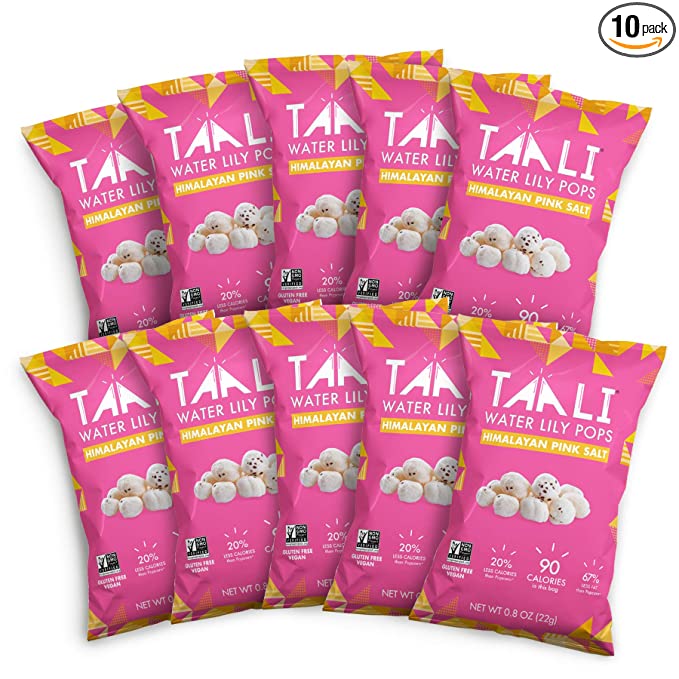  Taali Himalayan Pink Salt Water Lily Pops (10-Pack) - Classic Flavor from the Mountains | Protein-Rich Roasted Snack | Non GMO Verified | Individual 0.8 oz Bags - 811307030207
