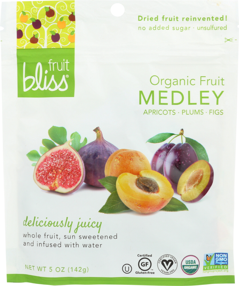 FRUIT BLISS: Organic Fruit Medley Apricot, Fig and Plum, 5 oz - 0811406020062