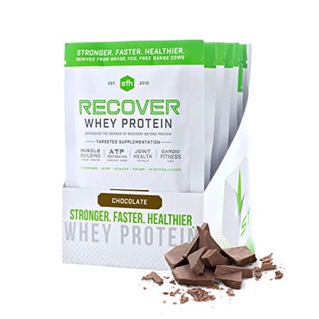 Recover Whey Protein Powder (Chocolate) by SFH Great Tasting 100% Grass Fed Whey for Post Workout All Natural No Soy, No Gluten, No RBST, No Artificial Flavors (Single Serve) - 811418021019