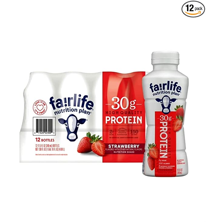 Fair Life Fairlife Protein Shake Strawberry Nutrition Plan 30g Protein 11.5 FL OZ (Pack of 12) - 811620023009