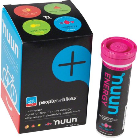 Nuun Hydration Tablets: People for Bikes Mixed Pack, Box of 4 Tubes - 811660020860