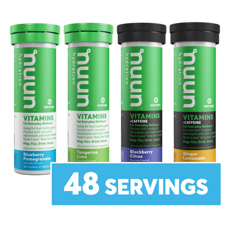 Nuun Vitamins: Vitamins + Electrolyte Drink Tablets, Mixed Flavor Pack, Two Caffeinated Flavors, 4 Tubes (48 Servings) (B01MRRT1ON) - 811660021867