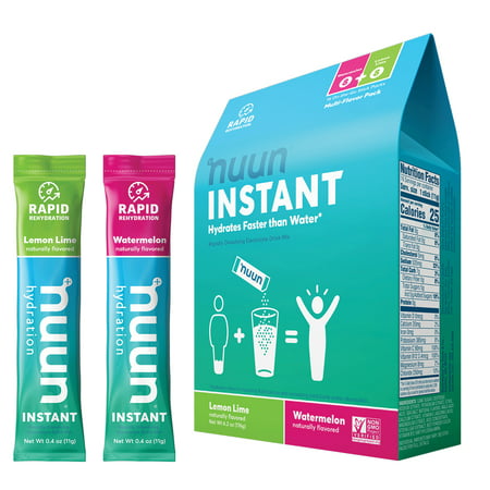 Electrolyte Powder Packets for Rapid Hydration | Nuun Instant (Lemon-Lime & Watermelon, 16 Servings) (B08CL4W8N1) - 811660023205