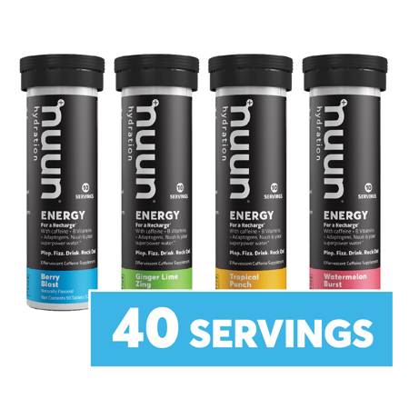 Nuun Energy: Caffeine, B Vitamins, Ginseng, Electrolyte Drink Tablets, Mixed Flavors, 40 Count (B08WNQ2131) - 811660023410
