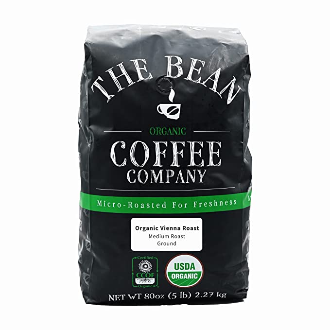  The Bean Coffee Company Organic Vienna Roast, Medium, Ground, 5-Pound Bag  - 811718012052