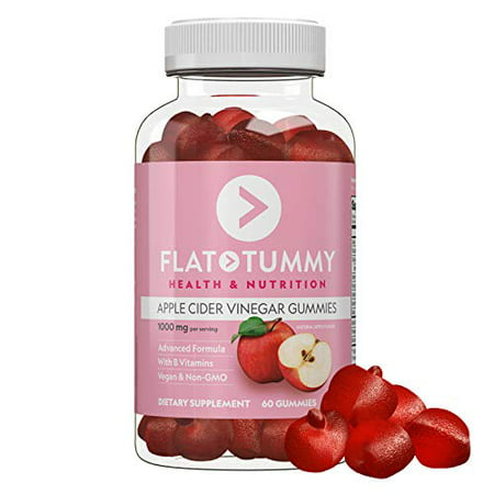 Flat Tummy Apple Cider Vinegar Gummies, 60 Count – Boost Energy, Detox & Support Gut Health – Vegan, Non-GMO – ACV Gummies with Mother - Made with Apples, Beetroot, Vitamin B9, Vitamin B12, Superfoods (B08FCY3XXY) - 811909032784