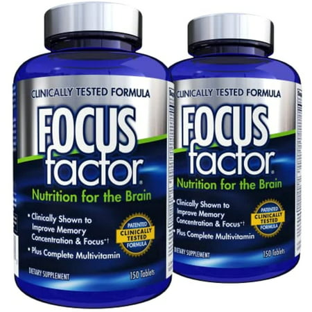 Focus Factor Nutrition for The Brain Improved Memory & Concentration Brain Supplement Original 150 Count Pack of 2 - 811909033330