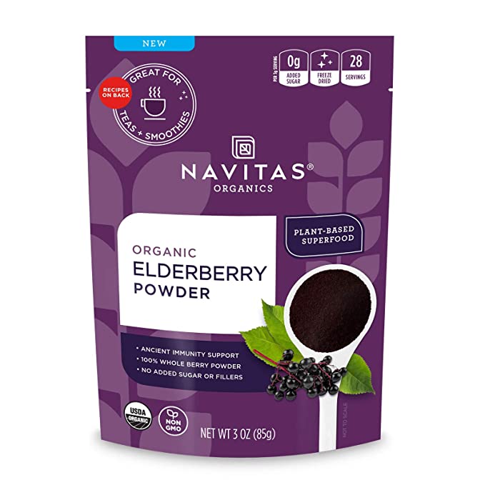  Navitas Organics Elderberry Powder, 3oz Bag, 28 Servings — Organic, Non-GMO, 100% Whole Elderberry Powder for Immune Support  - 811961022730