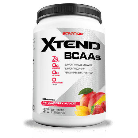 XTEND Original BCAA Powder Strawberry Mango | Sugar Free Post Workout Muscle Recovery Drink with Amino Acids | 7g BCAAs for Men & Women | 90 Servings (B01MZ56QPC) - 812135021634