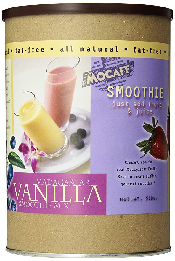 MOCAFE Madagascar Vanilla Smoothie Mix, 3-Pound Tin Instant Frappe Mix, Coffee House Style Blended Drink Used in Coffee Shops - 812169000520