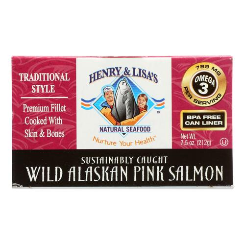 Henry And Lisa's Natural Seafood Wild Alaskan Pink Salmon - Case Of 12 - 7.5 Oz. - 812410000552