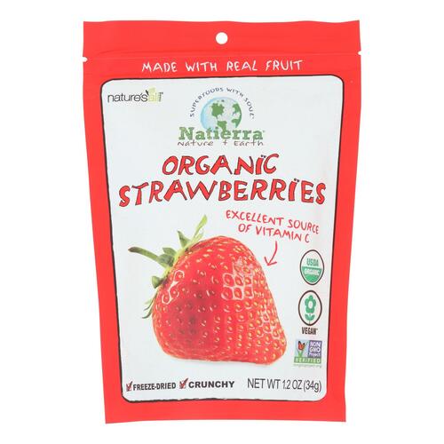 Natierra Organic Raw Freeze Dried - Strawberries - Case Of 12 - 1.2 Oz. - 812907011078