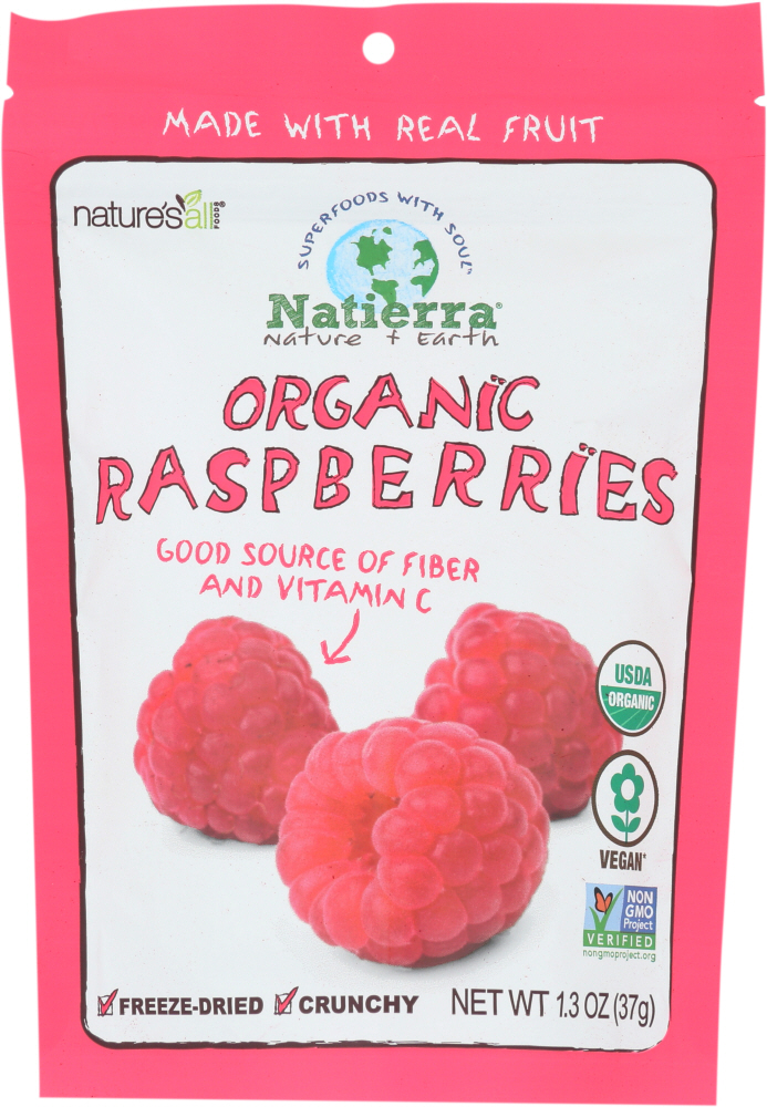 NATIERRA: Organic Freeze Dried Raspberries, 1.3 oz - 0812907011153