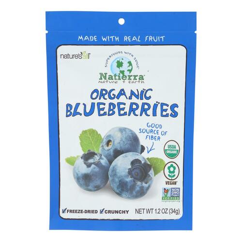 Natierra Fruit - Organic - Freeze Dried - Blueberries - 1.2 Oz - Case Of 12 - 812907011160