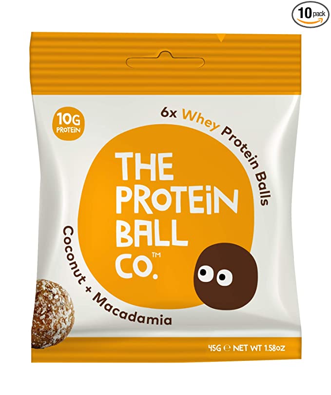  The Protein Ball Co. Keto Whey Protein Bites | 10 Pack | Coconut Macadamia | All Natural, Gluten Free, Vegetarian, Non GMO, Healthy High Protein Snacks, No Added Sugar  - 813047020036