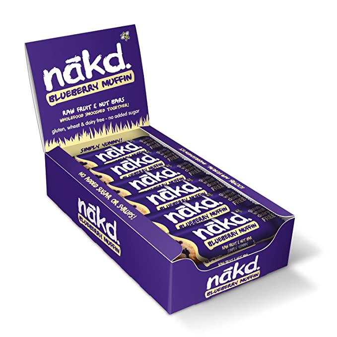 Nakd Bar, Blueberry Muffin Raw Fruit and Nuts, Gluten Free, Vegan, 18 Count - 813115020869