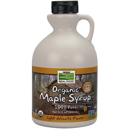 NOW Foods, Certified Organic Maple Syrup, Grade A Amber Color, 100% Pure, Light Delicate Flavor, Certified Non-GMO, 32-Ounce - 813135566132