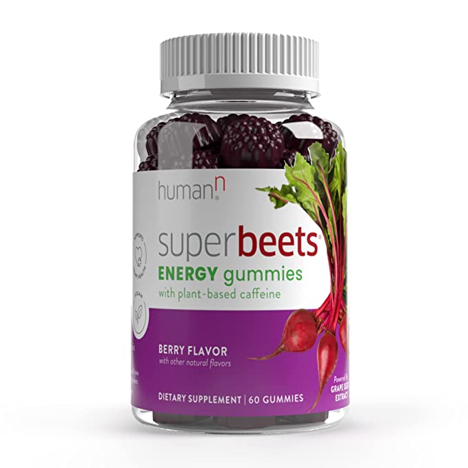  HumanN SuperBeets Energy Gummies - Quick Energy & Mental Focus - Help Increase Nitric Oxide - Daily Blood Pressure & Circulation Support - Antioxidant, Non-GMO - 60 Vegan Gummies - Berry Flavor  - 813188020971