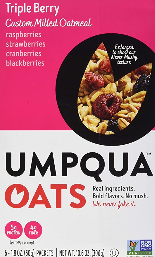  Umpqua Oats | All Natural, Premium Oatmeal Packets | Triple Berry | No Mush, Custom Milled | Non-GMO 6 Packets) - 813267011005