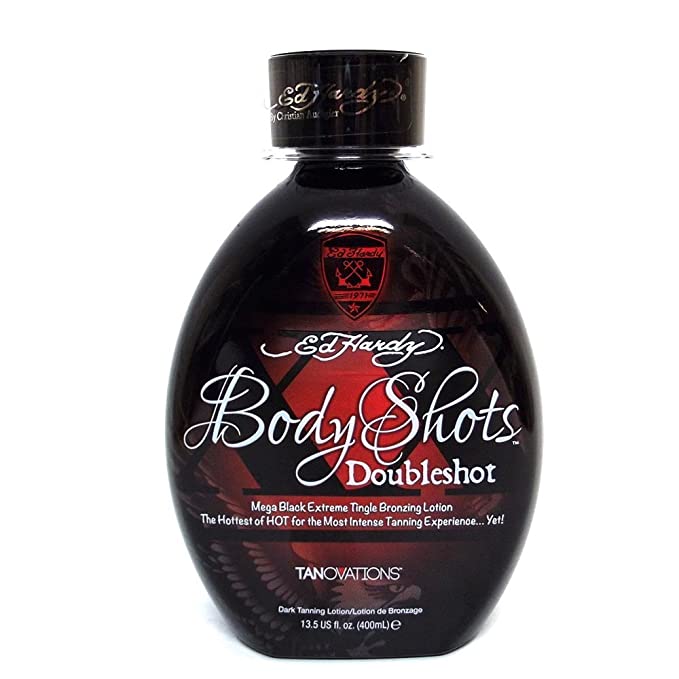  Tanovations Ed Hardy Body Shots Double Shot Warning Mega Extreme Hot Tingle, 13.5 oz.  - 813396022163