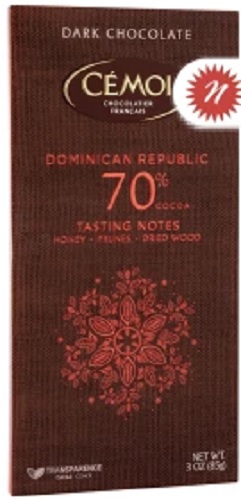 CEMOI: Dark Chocolate Bar Dominican Republic 70% Cocoa, 3 oz - 0813601026207