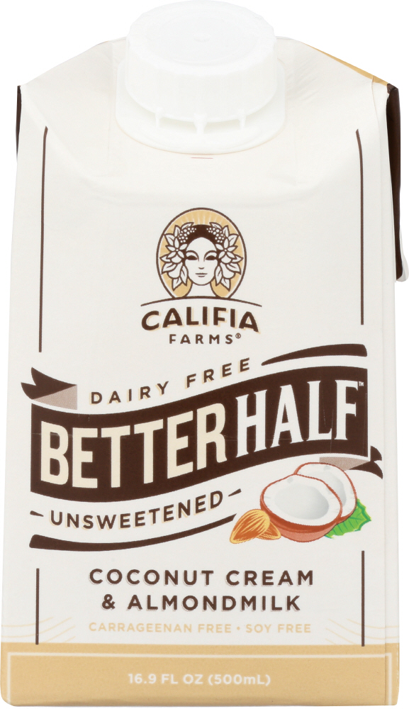 CALIFIA: Better Half Unsweetened Coconut Cream & Almond Milk, 16.9 oz - 0813636020225