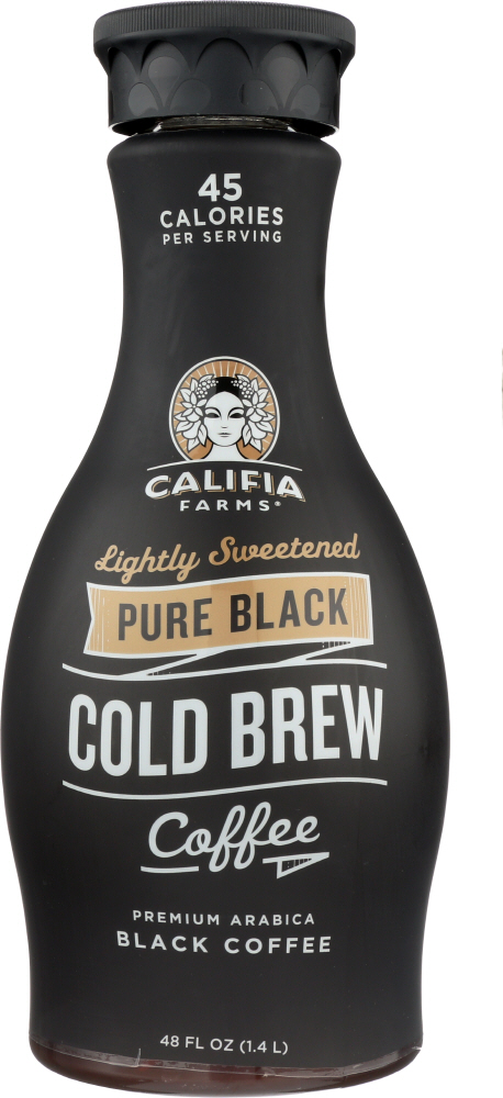 CALIFIA: Pure Black Cold Brew Coffee Lightly Sweetened, 48 oz - 0813636020652