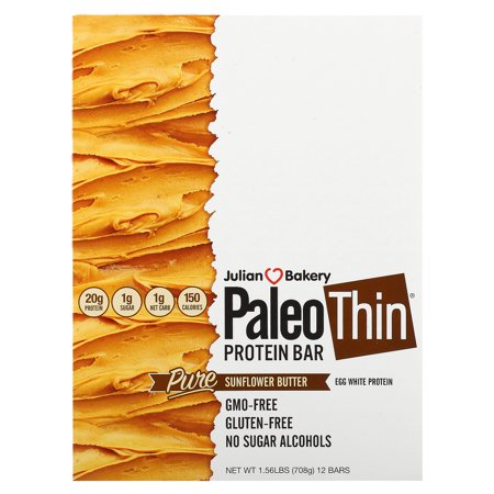 Paleo Thin Protein Bar Pure Sunflower Butter 12 Bars 2.08 oz (59 g) Each Julian Bakery - 813926003778