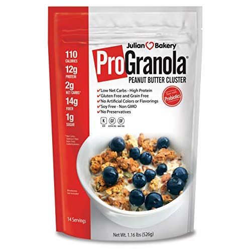 Julian Bakery® ProGranola® Cereal | Peanut Butter Cluster | 12g Protein | 2 Net Carbs | Gluten-Free | Grain-Free | 14 Servings - 813926005307