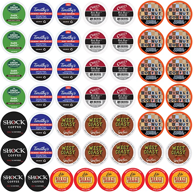  High Caffeine Coffee Pods Variety Pack - Sample The Strongest Coffee From the Top Brands with Our Extra Caffeine Sampler of 50 Coffee Pods Compatible with Keurig K Cup Coffee Makers  - 813957024827