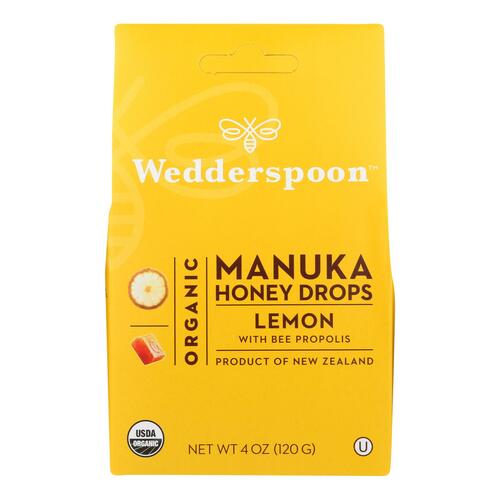 Wedderspoon Drops - Organic - Manuka - 15+ - Lemon - 4 Oz - 814422020375