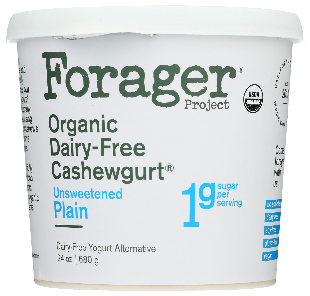 FORAGER: Unsweetened Plain Organic Cashewgurt, 24 oz - 0814558020331