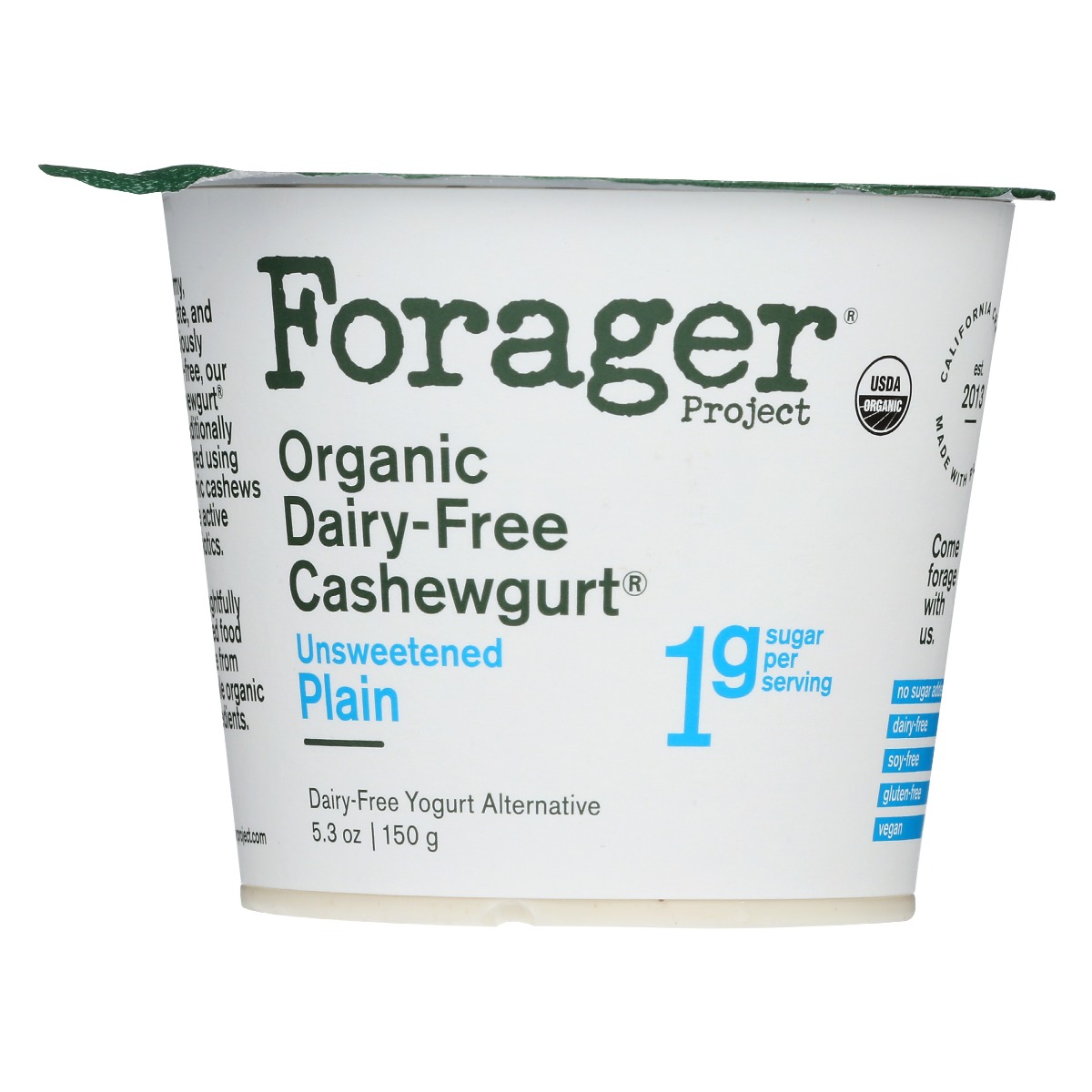 FORAGER: Organic Cashewgurt Unsweetened Plain, 5.30 oz - 0814558020607