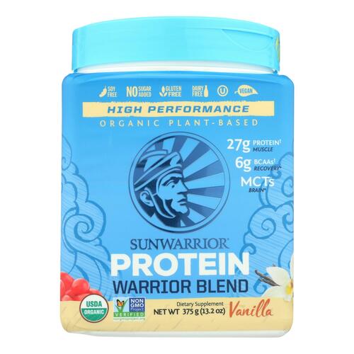 Sunwarrior Warrior Vanilla Blend Pea, Hemp Seed & Goji Berry Blended Protein - 1 Each - 375 Grm - 0814784024301