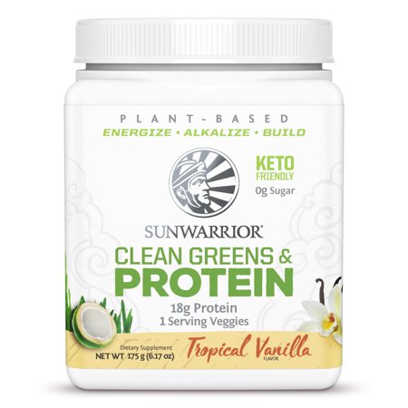 Sun Warrior Clean Greens & Protein Tropical Vanilla -175 Grams - 814784027548