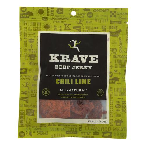 Krave Beef Jerky - Chili Lime - Case Of 8 - 2.7 Oz - 815296020874