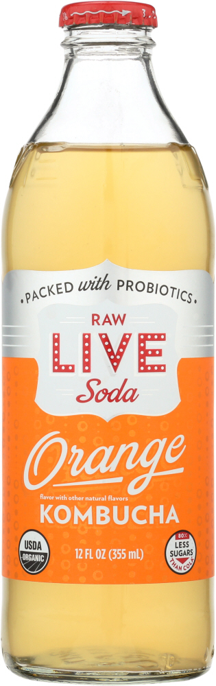 Orange Kombucha Sparkling Probiotic Tea, Orange - 815298020001
