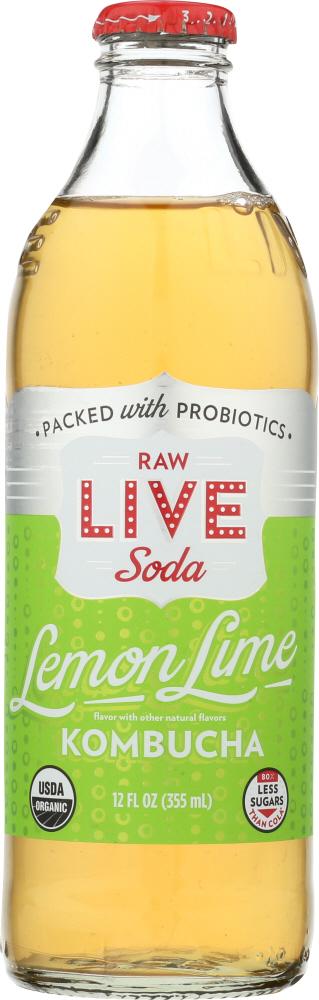 LIVE SODA: Lemon Lime Kombucha, 12 oz - 0815298020056