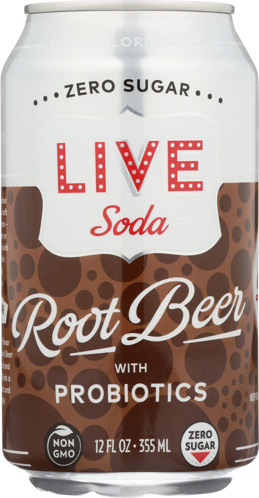 LIVE SODA: Zero Calorie Soda Root Beer with Probiotics 6-12 fl oz, 72 fl oz - 0815298020407