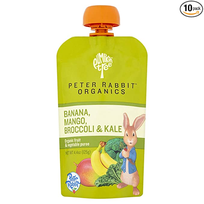  Peter Rabbit Organics Kale, Broccoli and Mango, 4.4-Ounce Pouches (Pack of 10)  - 815367010292