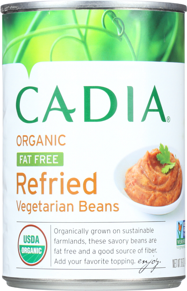 CADIA: Organic Fat Free Refried Vegetarian Beans, 16 oz - 0815369010184