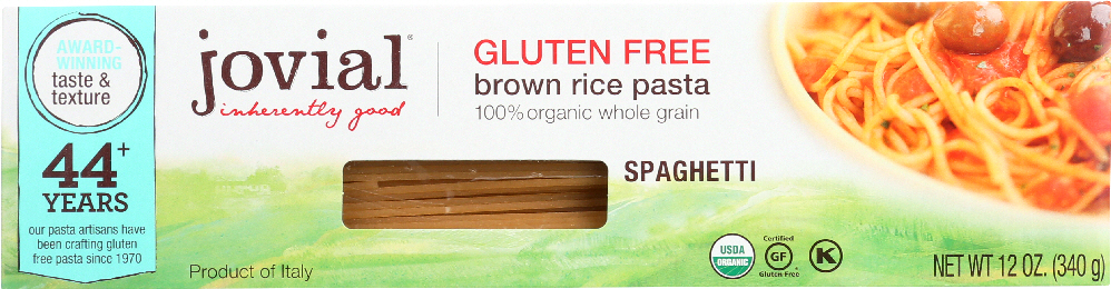 JOVIAL: Organic Brown Rice Pasta Spaghetti Gluten Free, 12 oz - 0815421011203