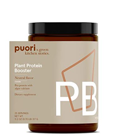 Puori Vegan Plant Protein Enhancer Powder - 25 Servings - Neutral Flavor Pea Protein with Algae Calcium for Essential Amino Acids - Dairy-Free, Vegetarian, Non GMO - 815667021202