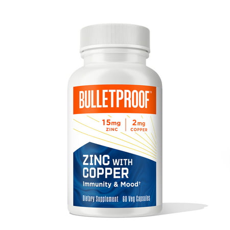Zinc with Copper 15mg Zinc 2mg Copper 60 Capsules Bulletproof Keto Essential Minerals and Antioxidants to Support A Healthy Immune System Mood Heart Hormone Balance - 815709022082