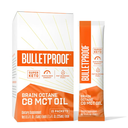 Brain Octane Premium C8 MCT Oil Single Serve Packets from Non-GMO Coconuts, Flavorless, 14g MCTs, Bulletproof Keto Supplement, Sustained Energy, Appetite Control, Physical Energy, Non-GMO, Vegan - 815709022525