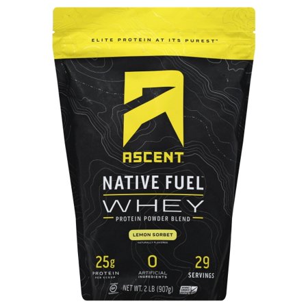 ascent native fuel whey protein powder blend - 2 lbs - lemon sorbert - 815863020177