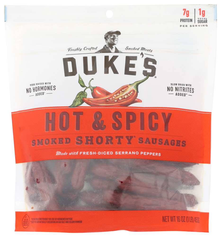 DUKES: Sausage Smoked Hot & Spicy, 16 oz - 0816012011831