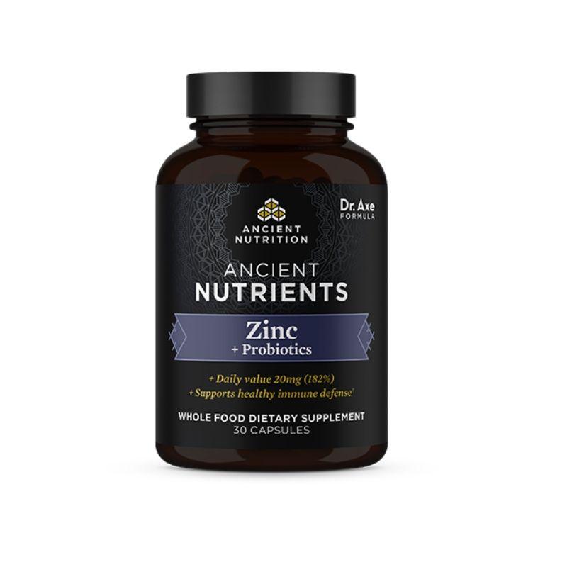 Dr. Axe / Ancient Nutrition Ancient Nutrients, Zinc + Probiotics, 30 Capsules - 816401025265