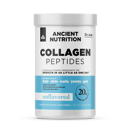 Collagen Peptides Powder by Ancient Nutrition Unflavored Hydrolyzed Collagen Supports Healthy Skin Joints Gut Keto and Paleo Friendly Unflavored 9.88 oz - 816401025678
